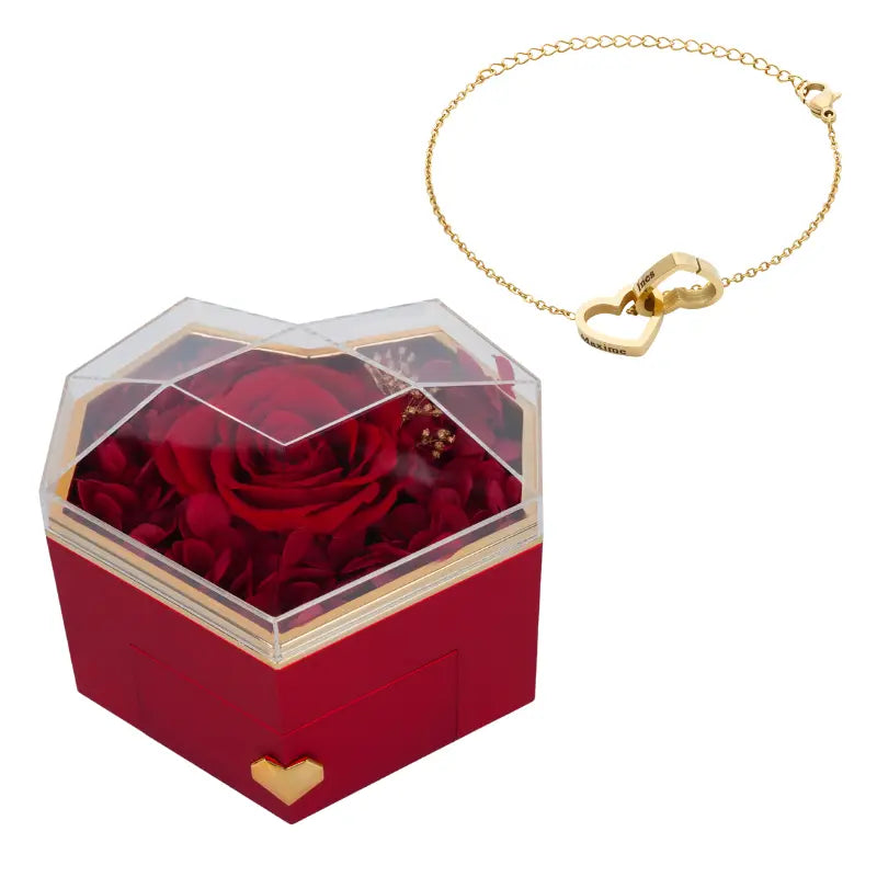Rose Eternelle Coffret Cadeau Avec Collier I Love You 100 Langues - Cadeau Femme Saint Valentin