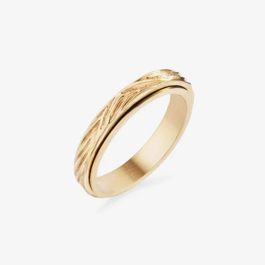Bague Tournante Dorée Effet Métal en Fusion