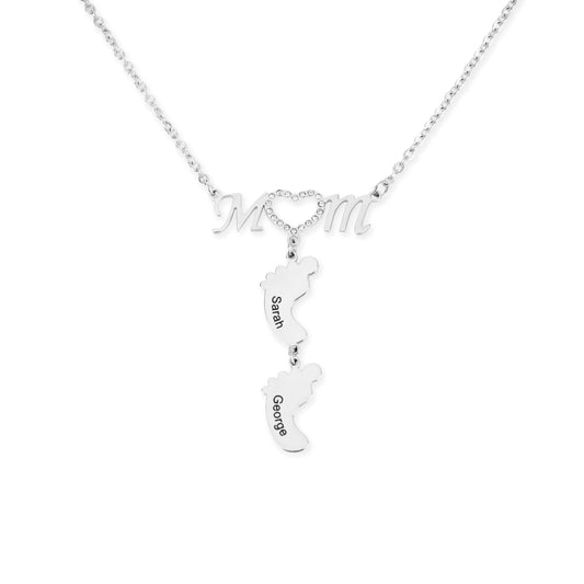 Collier Maman Pieds de Bébé – Prénoms Gravés