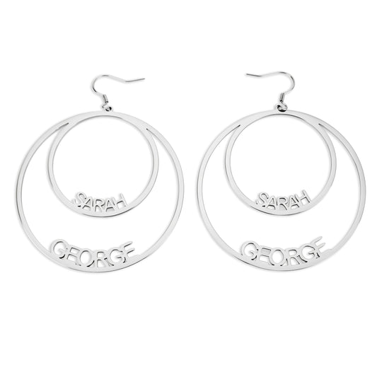 Boucles d’Oreilles Personnalisées avec Deux Noms – Double Cercle