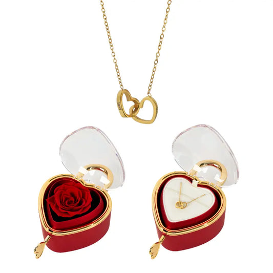 Coffret Cadenas Rose Éternelle avec Collier Gravé