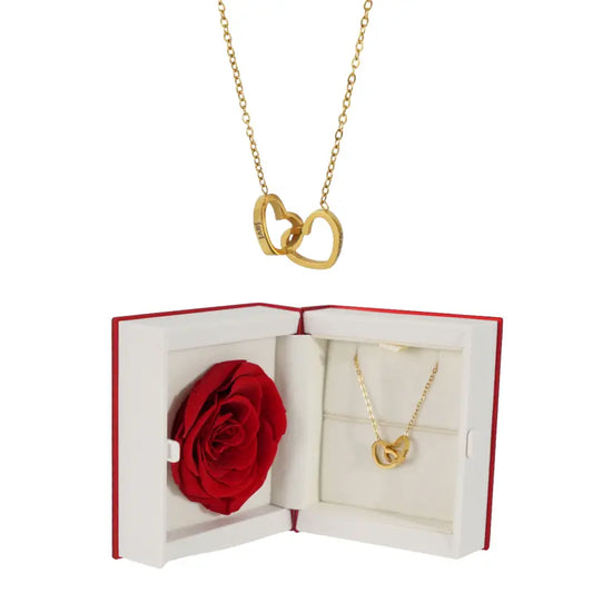 Coffret Histoire Rose Éternelle avec Collier Gravé