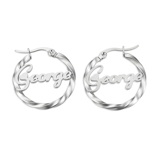 Boucles d’Oreilles Créoles Personnalisées avec Nom – Design Torsadé