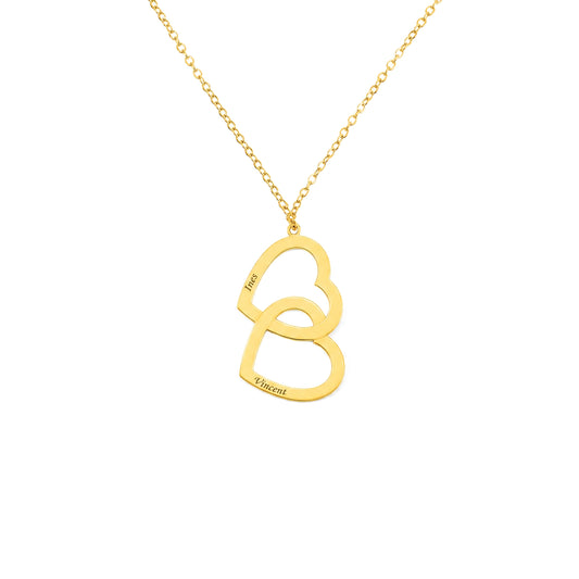 Collier Double Coeur Personnalisé Deux Prénoms