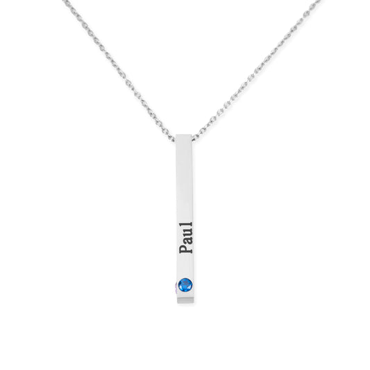 Collier 3D Pierres de Naissance avec Prénoms Personnalisés