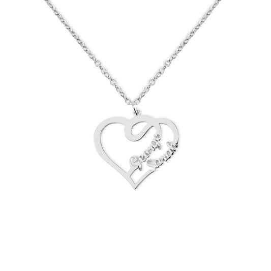 Collier Coeur 2 Prénoms & Arabesques