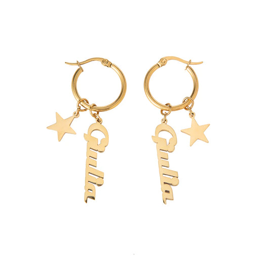 Boucles d'Oreilles Créoles Personnalisées avec Étoile