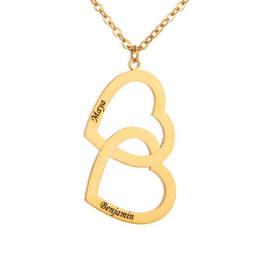 Collier Double Coeur Personnalisé Deux Prénoms