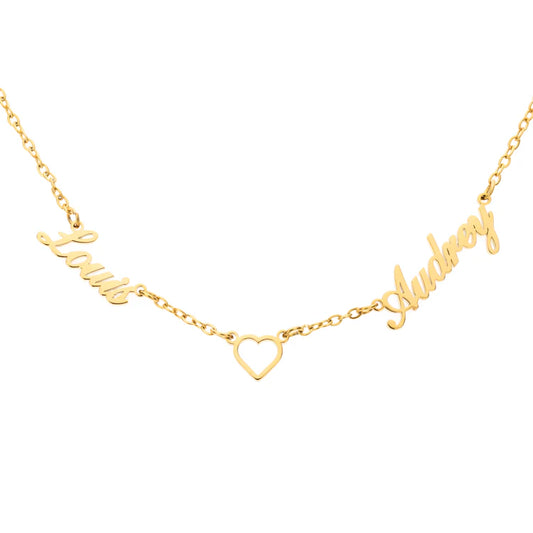 Collier Coeur & Prénoms Sautoir Personnalisé