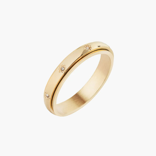 Bague Eternité avec étoile tournoyante en or