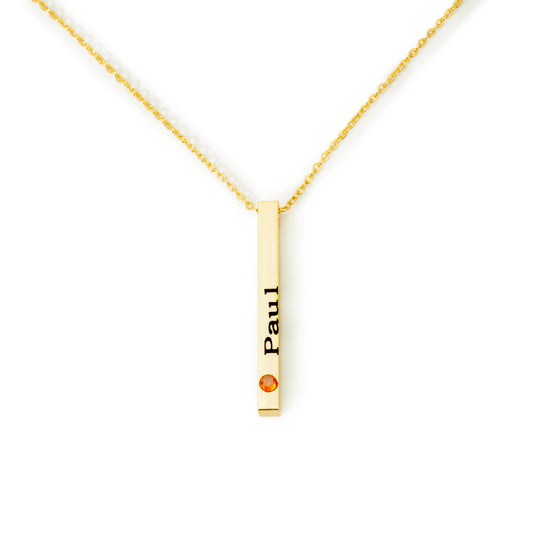 Collier 3D Pierres de Naissance avec Prénoms Personnalisés