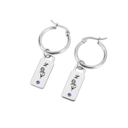 Boucles d'oreilles Initiales Fleurs et Pierres