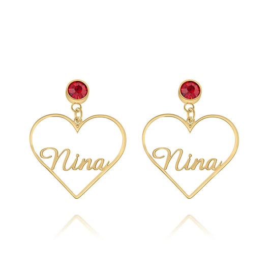 Boucles d'oreilles Pendantes Coeur Personnalisées