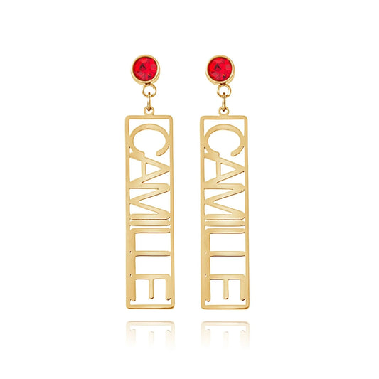 Boucles d'oreilles pendantes personnalisées avec texte
