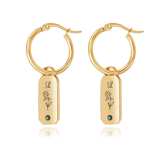 Boucles d'oreilles Initiales Fleurs et Pierres