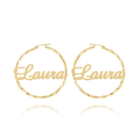 Boucles d’Oreilles Créoles Personnalisées avec Nom – Design Torsadé