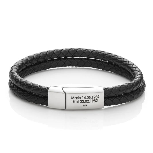 Bracelet en cuir avec fermoir gravé